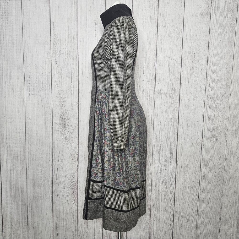 VTG 70s Phool Plaid Floral Embroidered India Rayon Prairie Dress, sz Small - Picture 4 of 8